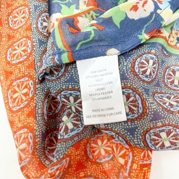 DANIEL RAINN Women’s Multicolor Floral Geometric Print Chiffon Blouse Size M - Picture 8 of 9